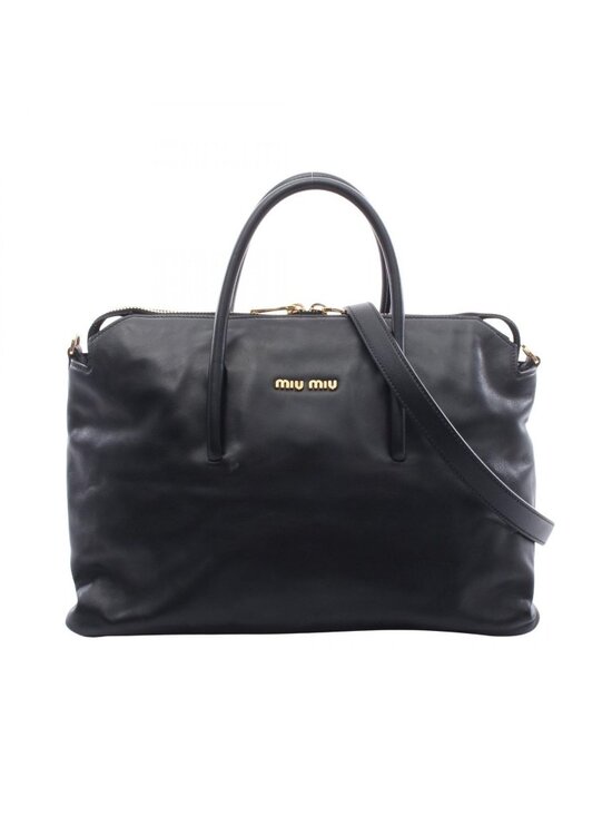 Miu Miu Handbags - Miu Miu Handbag 2-Way Black Leather Tote